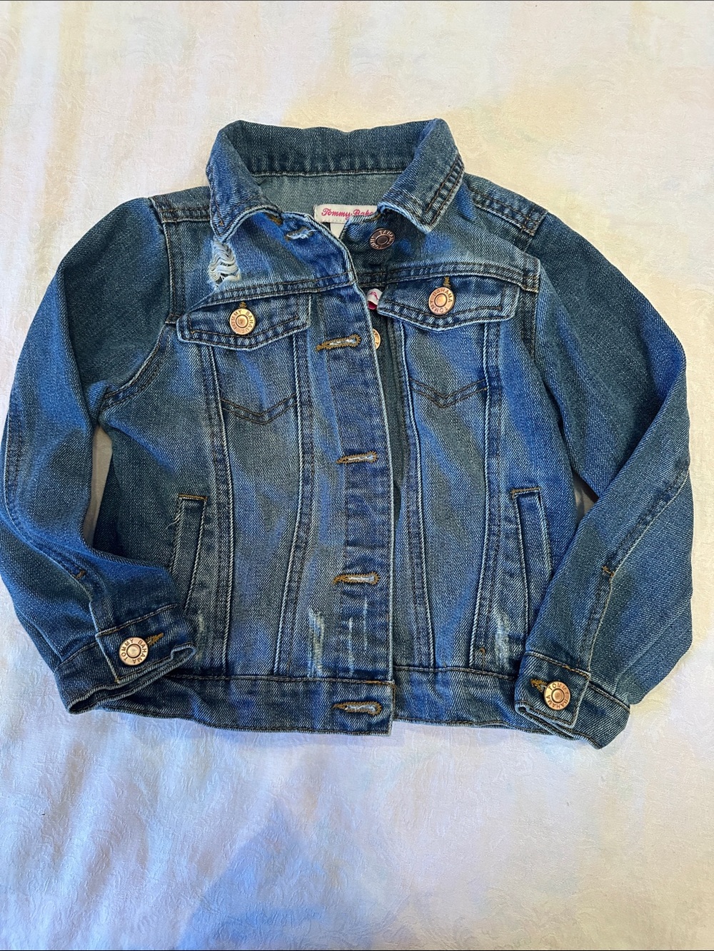 Tommy Bahama Kids Blue Denim Jean Jacket Distressed Size 5